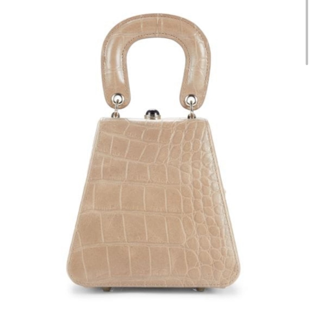 **STAUD** Kenny Croc-Effect Bag in Beige
